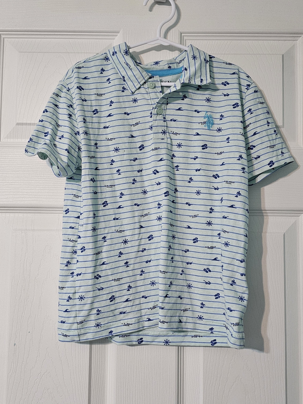 U.S. Polo Assn. Light Mint Polo with Navy Motif